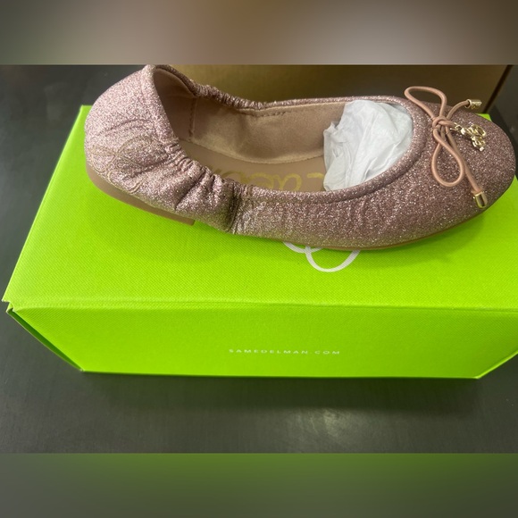 Sam Edelman Rose Gold Glitter Kids' Felicia Flex Ballet Flat - Picture 5 of 6